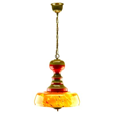 Mid-Century Murano Glass Shade in Various Colours Ceramic Mount Pendant Light-MJY-1150360