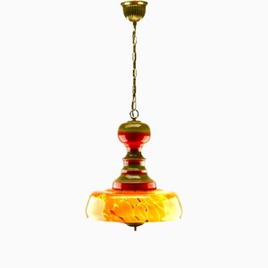 Mid-Century Murano Glass Shade in Various Colours Ceramic Mount Pendant Light-MJY-1150360