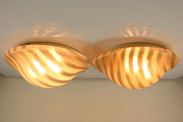 Mid-Century Mushroom Shaped Flush Mounts by Koch & Lowy for Peill & Putzler, Set of 2-FUP-659598