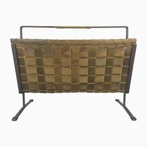 Mid-Century Newspaper Stand in Braided Metal-EJL-1139014