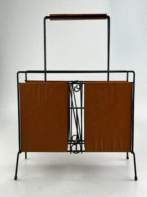 Mid-Century Newspaper Stand in Metal & Teak-EJL-1309682