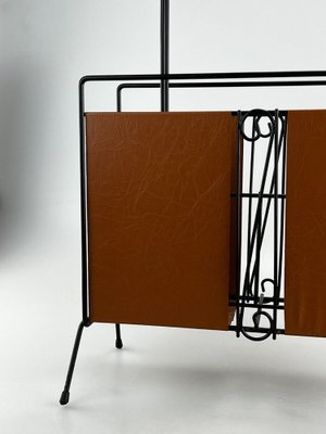 Mid-Century Newspaper Stand in Metal & Teak-EJL-1309682