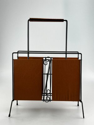 Mid-Century Newspaper Stand in Metal & Teak-EJL-1309682