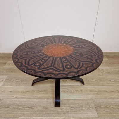 Mid-Century Norwegian Round Copper Coffee Table, 1960s-ZPB-1794687