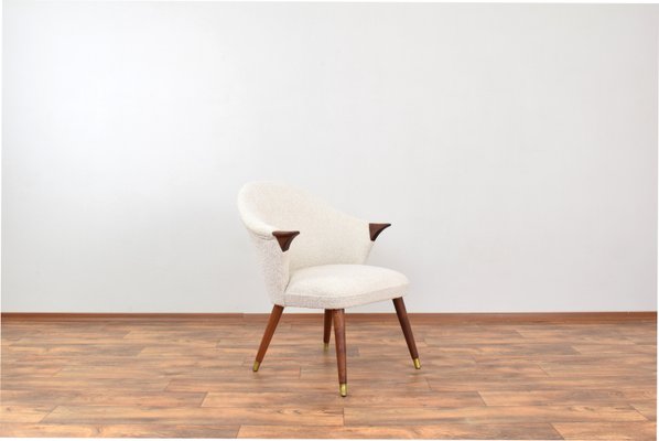 Mid-Century Norwegian Teak and Boucle Armchair, 1960s-LOT-2038176