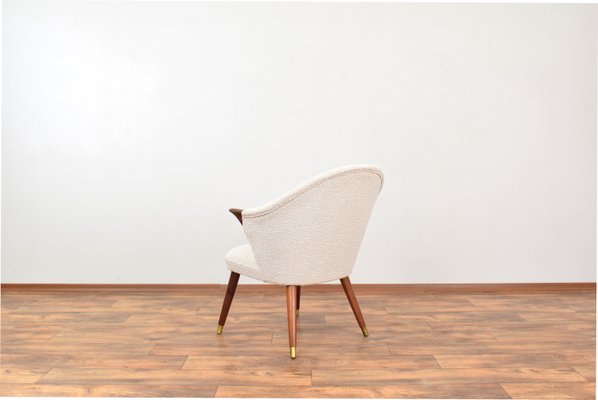 Mid-Century Norwegian Teak and Boucle Armchair, 1960s-LOT-2038176