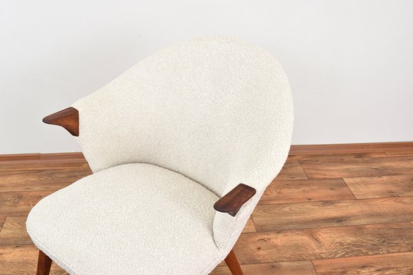 Mid-Century Norwegian Teak and Boucle Armchair, 1960s-LOT-2038176