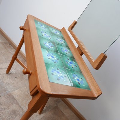 Mid-Century Oak and Ceramic Vanity Table by Guillerme et Chambron, France, 1960s-JRP-1065509