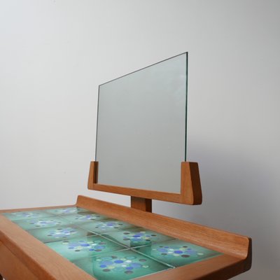 Mid-Century Oak and Ceramic Vanity Table by Guillerme et Chambron, France, 1960s-JRP-1065509