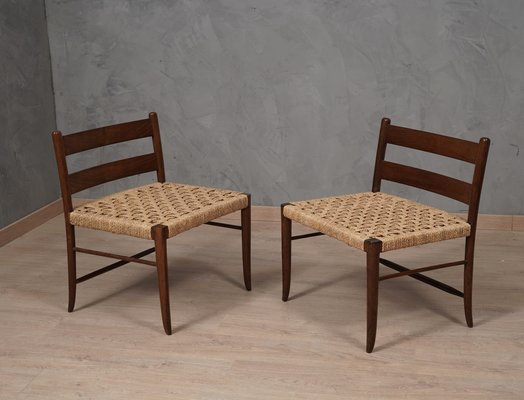 Mid-Century Oak and Straw Chairs, 1970s, Set of 2-UH-1799203