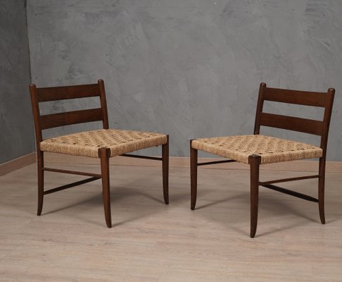 Mid-Century Oak and Straw Chairs, 1970s, Set of 2-UH-1799203