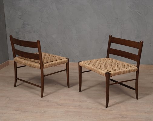 Mid-Century Oak and Straw Chairs, 1970s, Set of 2-UH-1799203