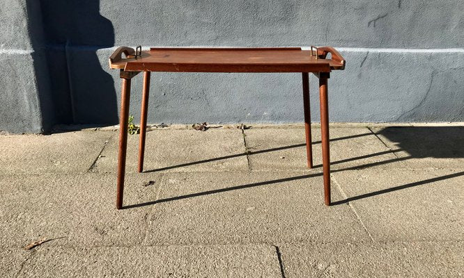 Mid-Century Oak and Teak Foldable Tray Table by Bendt Winge for Aase Dreieri, 1960s-LCR-632645