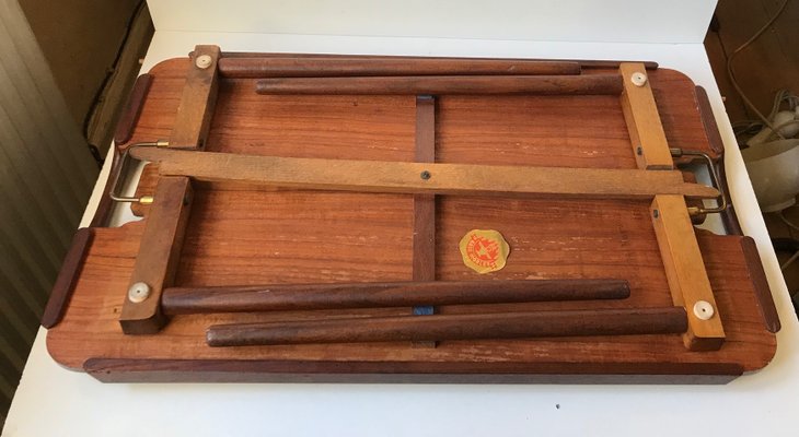 Mid-Century Oak and Teak Foldable Tray Table by Bendt Winge for Aase Dreieri, 1960s-LCR-632645