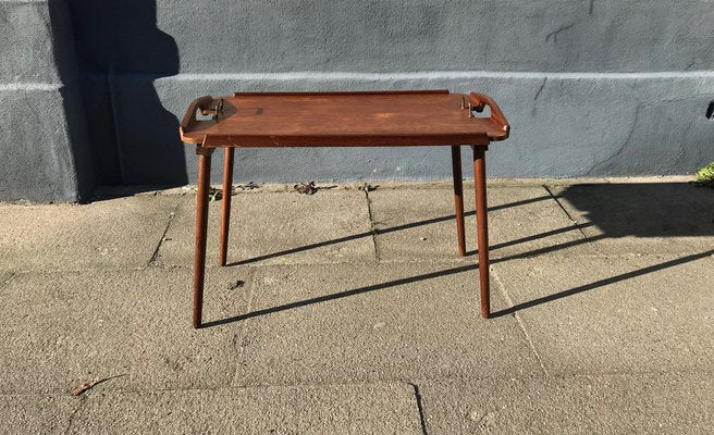 Mid-Century Oak and Teak Foldable Tray Table by Bendt Winge for Aase Dreieri, 1960s-LCR-632645