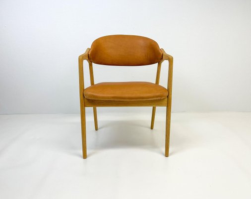 Mid-Century Oak-Leather Desk Chair by Yngve Ekström for Gemla Furniture, Sweden, 1956-UYK-890156