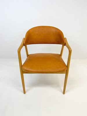 Mid-Century Oak-Leather Desk Chair by Yngve Ekström for Gemla Furniture, Sweden, 1956-UYK-890156