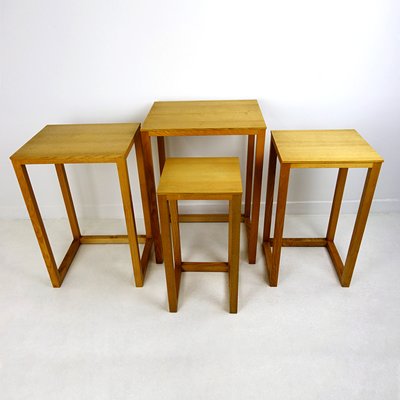 Mid-Century Oak Nesting Tables or Plant Stands by Josef Hoffmann for Wittmann, Set of 4-RY-716537