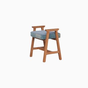 Mid-Century Oak Stool by Guillerme et Chambron-JRP-1134233