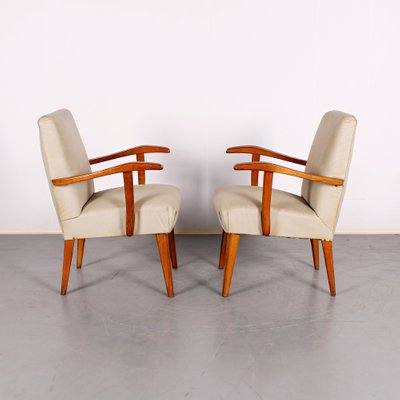 Mid-Century Oak & Upholstery Armchairs, Set of 2-JUN-1240923