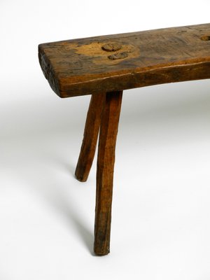 Mid-Century Oblong Four-Legged Solid Oak Stool With Patina, 1940s-RR-1330905