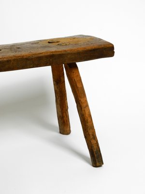 Mid-Century Oblong Four-Legged Solid Oak Stool With Patina, 1940s-RR-1330905