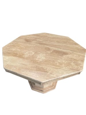 Mid-Century Octagonal Travertine Dining Table-GNW-1764978