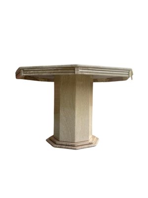 Mid-Century Octagonal Travertine Dining Table-GNW-1764978