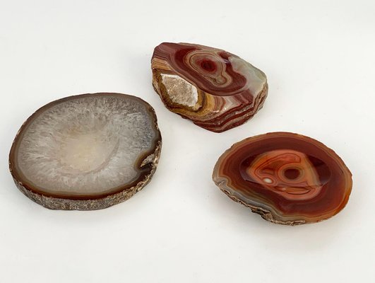 Mid-Century Onyx, Agate & Quartz Geode Bowls, Set of 3-JDR-1125908