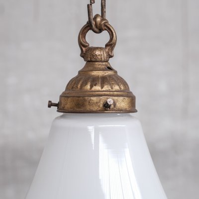 Mid-Century Opaline and Brass Pendant Light-JRP-1360468