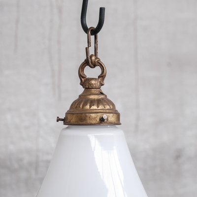 Mid-Century Opaline and Brass Pendant Light-JRP-1360468