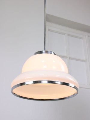 Mid-Century Opaline & Chrome Pendant Lamp-HGJ-1440814