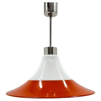 Mid-Century Opaline Glass and Metal Pendant Light, 1970s-TZ-2018682