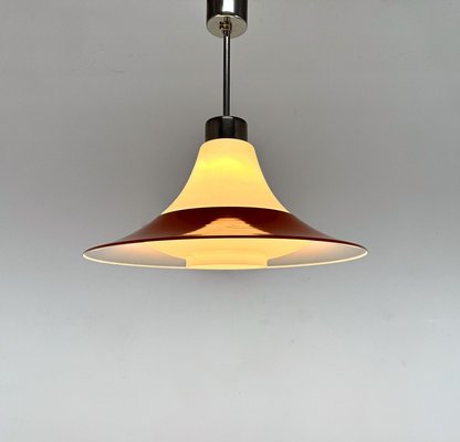 Mid-Century Opaline Glass and Metal Pendant Light, 1970s-TZ-2018682