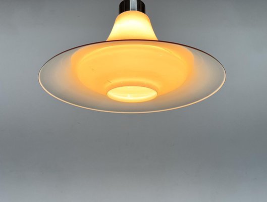 Mid-Century Opaline Glass and Metal Pendant Light, 1970s-TZ-2018682