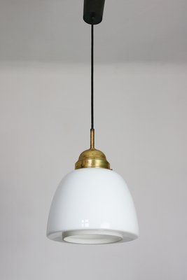 Mid-Century Opaline Glass & Brass Pendant Lamp-HGJ-599594