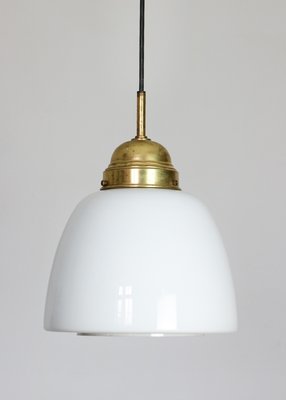 Mid-Century Opaline Glass & Brass Pendant Lamp-HGJ-599594