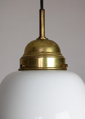 Mid-Century Opaline Glass & Brass Pendant Lamp-HGJ-599594