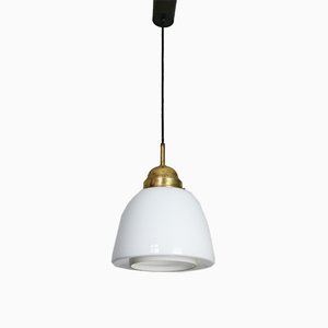 Mid-Century Opaline Glass & Brass Pendant Lamp-HGJ-599594