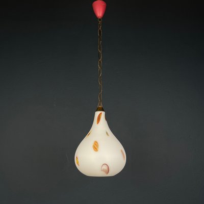 Mid-Century Opaline Murano Glass Pendant Lamp from Stilnovo, 1950s-WQC-1725257