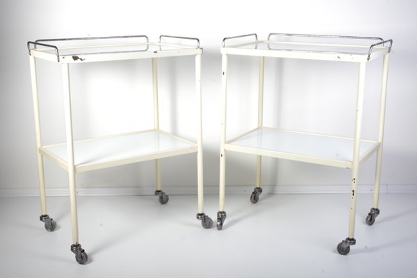 Mid-Century Opaxit Glass Medical Trolley Set of 2, 1960s-IND-911649