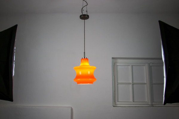 Mid-Century Orange Glass Pendant Lamp, 1970s-HGJ-728151