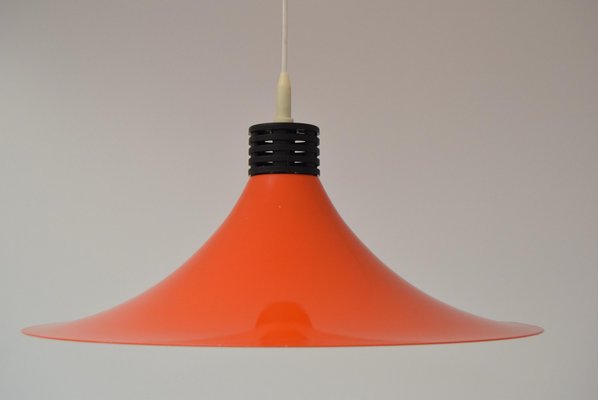 Mid-Century Orange Lacquered Metal Pendant, 1980s-TZ-950067