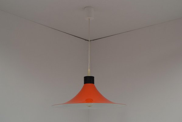 Mid-Century Orange Lacquered Metal Pendant, 1980s-TZ-950067