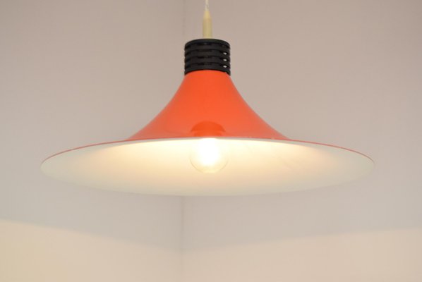 Mid-Century Orange Lacquered Metal Pendant, 1980s-TZ-950067