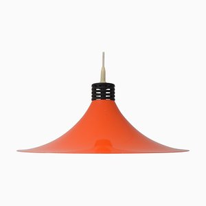 Mid-Century Orange Lacquered Metal Pendant, 1980s-TZ-950067