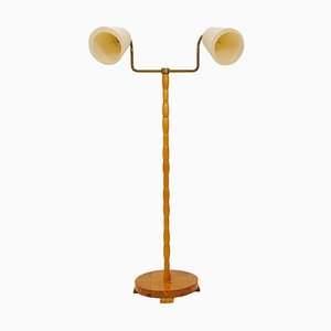 Mid-Century Organic Floor Lamp in Birch and Brass, Sweden, 1950s-UYK-1120411