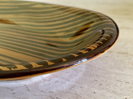 Mid-Century Oval Hand-Painted Ceramic Domino Series Serving Platter from Sarreguemines, France-OJT-949570