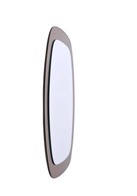 Mid-Century Oval Italian Wall Mirror with Bronzed Glass Frame from Cristal Art, 1960s-JDR-1239904