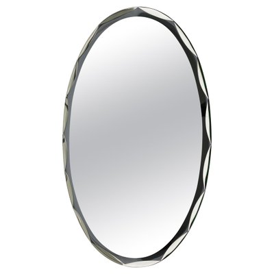 Mid-Century Oval Wall Mirror attributed to Metalvetro Galvorame, Italy, 1970s-LYQ-1754994